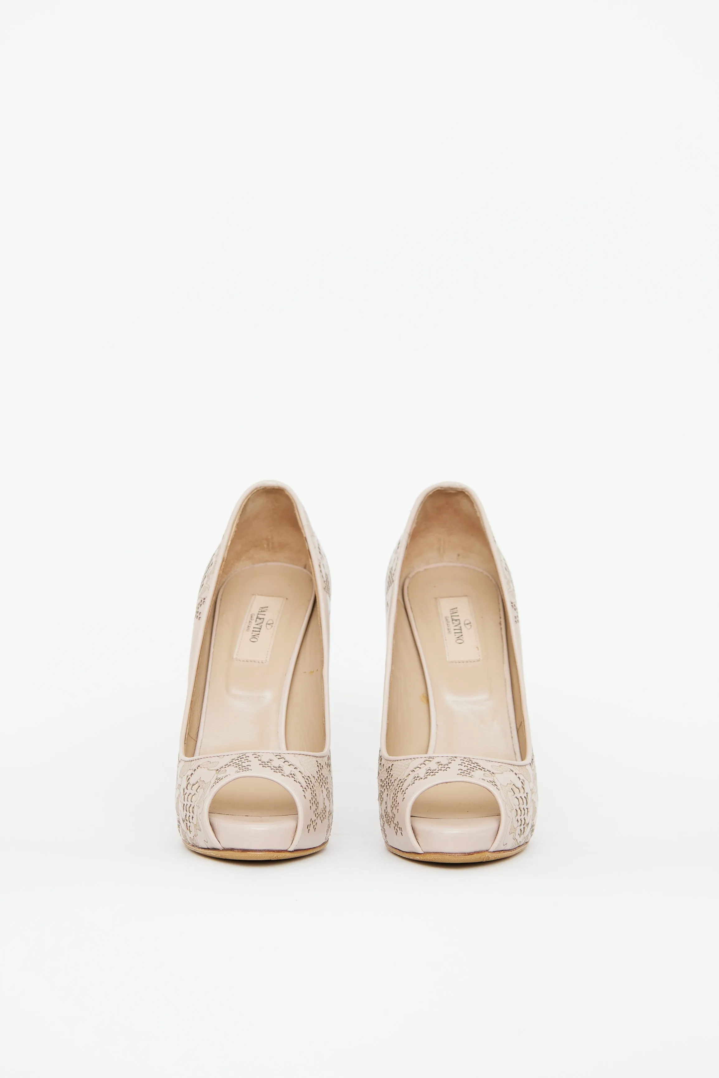 Blush Lasercut Peep Toe Pump
