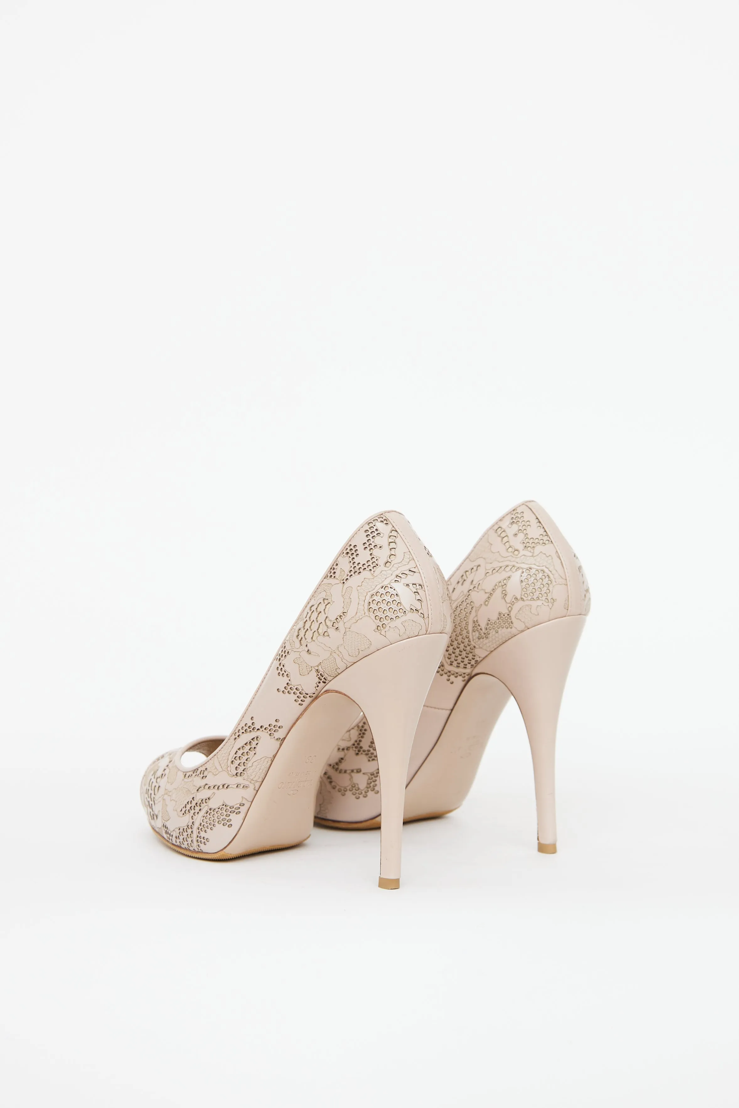 Blush Lasercut Peep Toe Pump