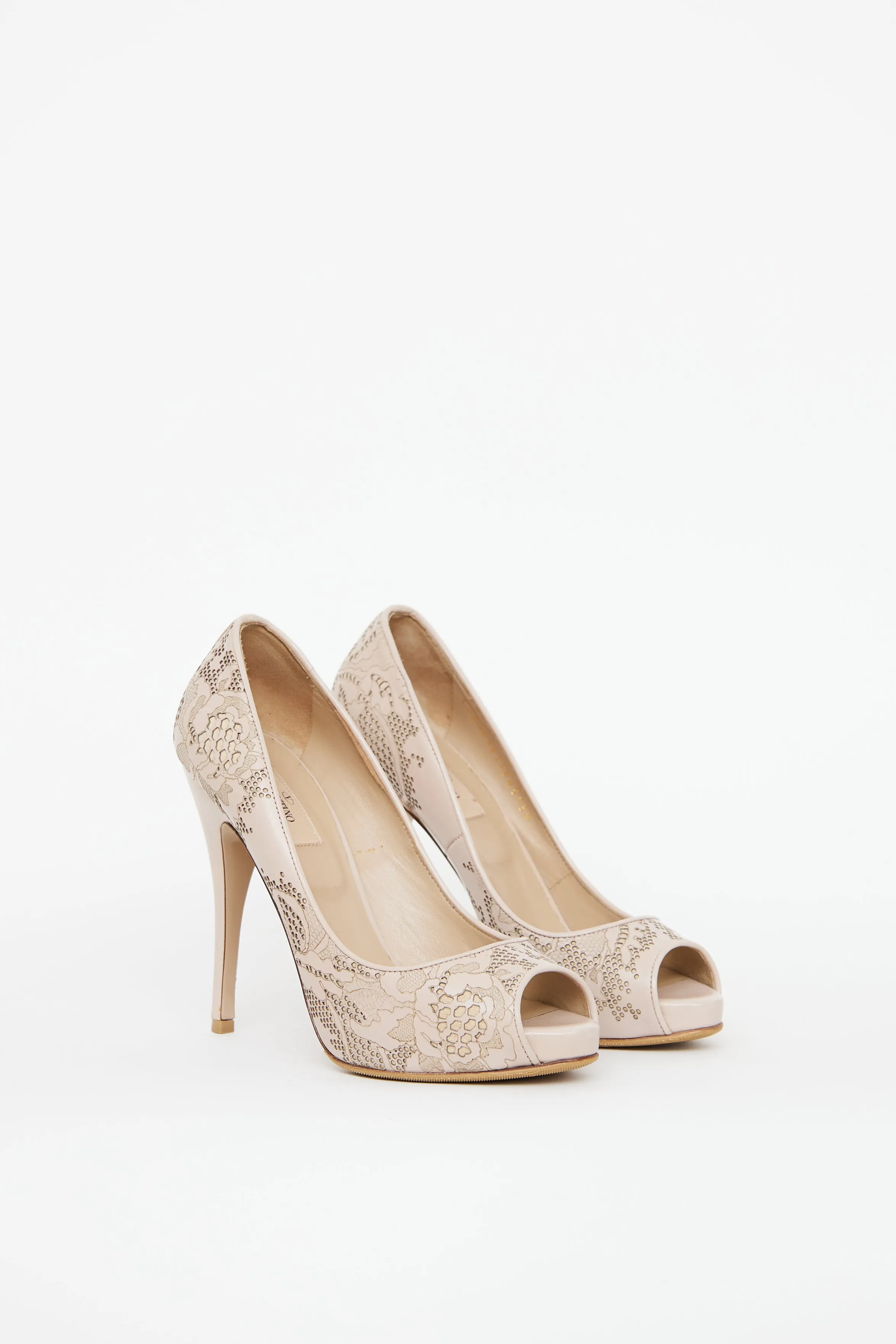 Blush Lasercut Peep Toe Pump