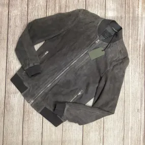 BNWT AllSaints Grey Kemble Suede Bomber Jacket Size XS