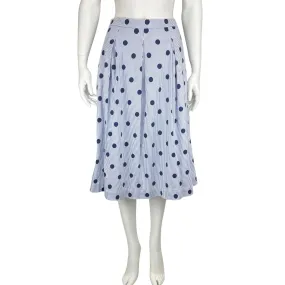 Boden, Women's Pinstripe Polka Dot Skirt, Blue/White, Size 8R