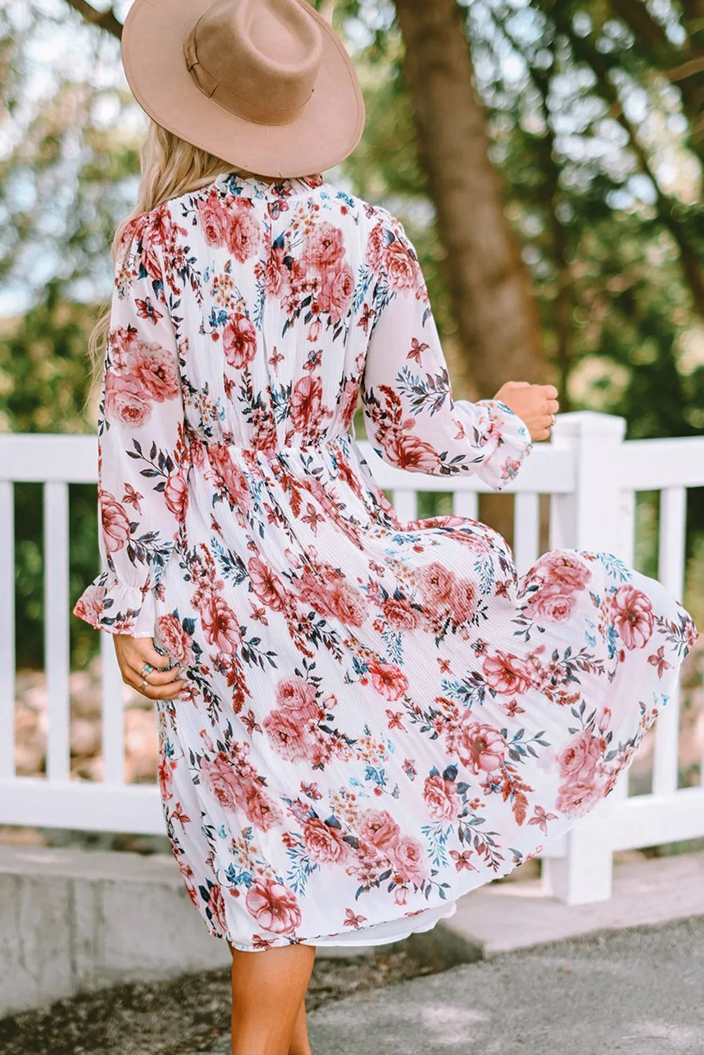Bohemian Mock Neck Midi Dress