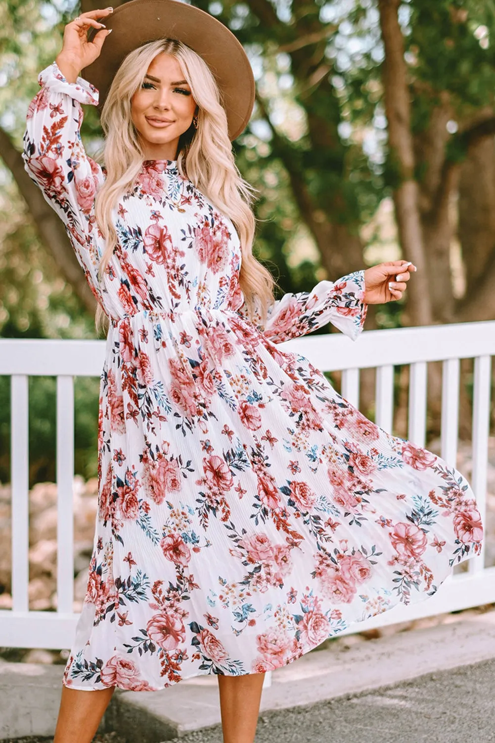 Bohemian Mock Neck Midi Dress