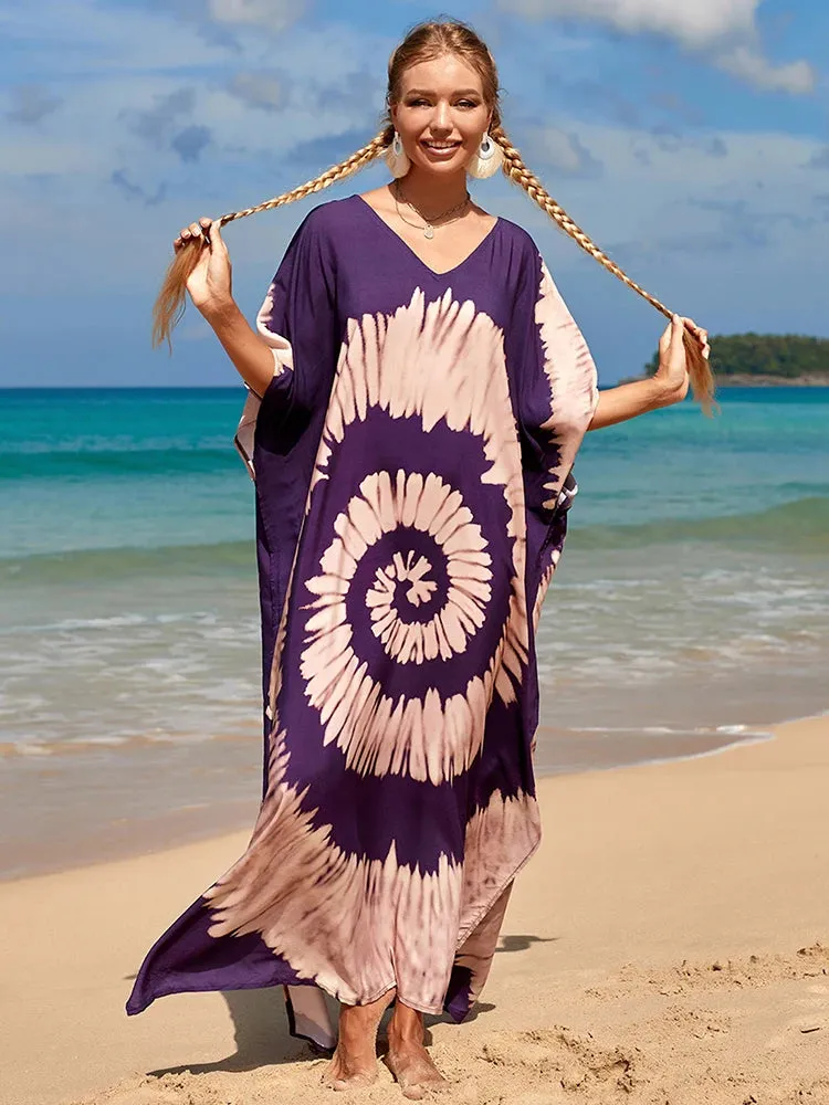 Bohemian Print Beach Style Maxi Dress Robe Cover Ups