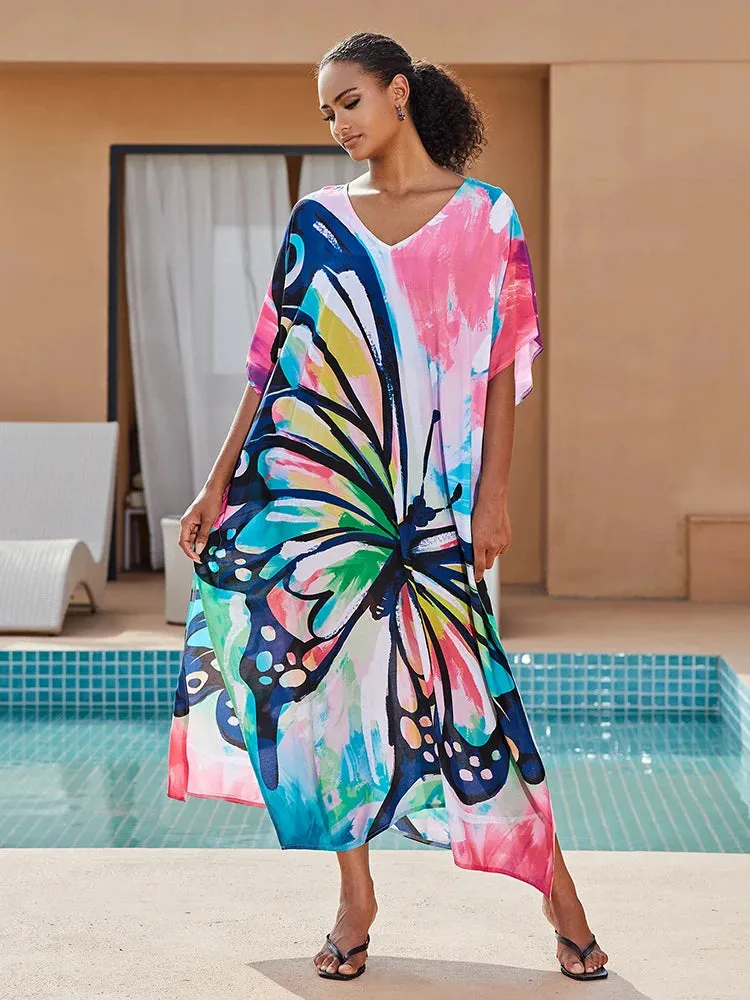 Bohemian Print Beach Style Maxi Dress Robe Cover Ups