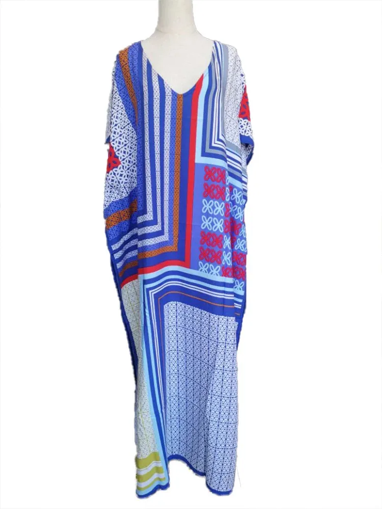 Bohemian Print Beach Style Maxi Dress Robe Cover Ups