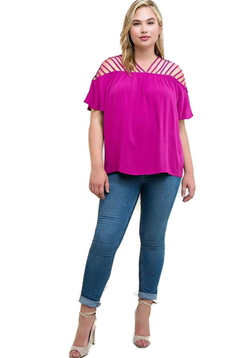 Bohemian Strappy Top, Fuchsia