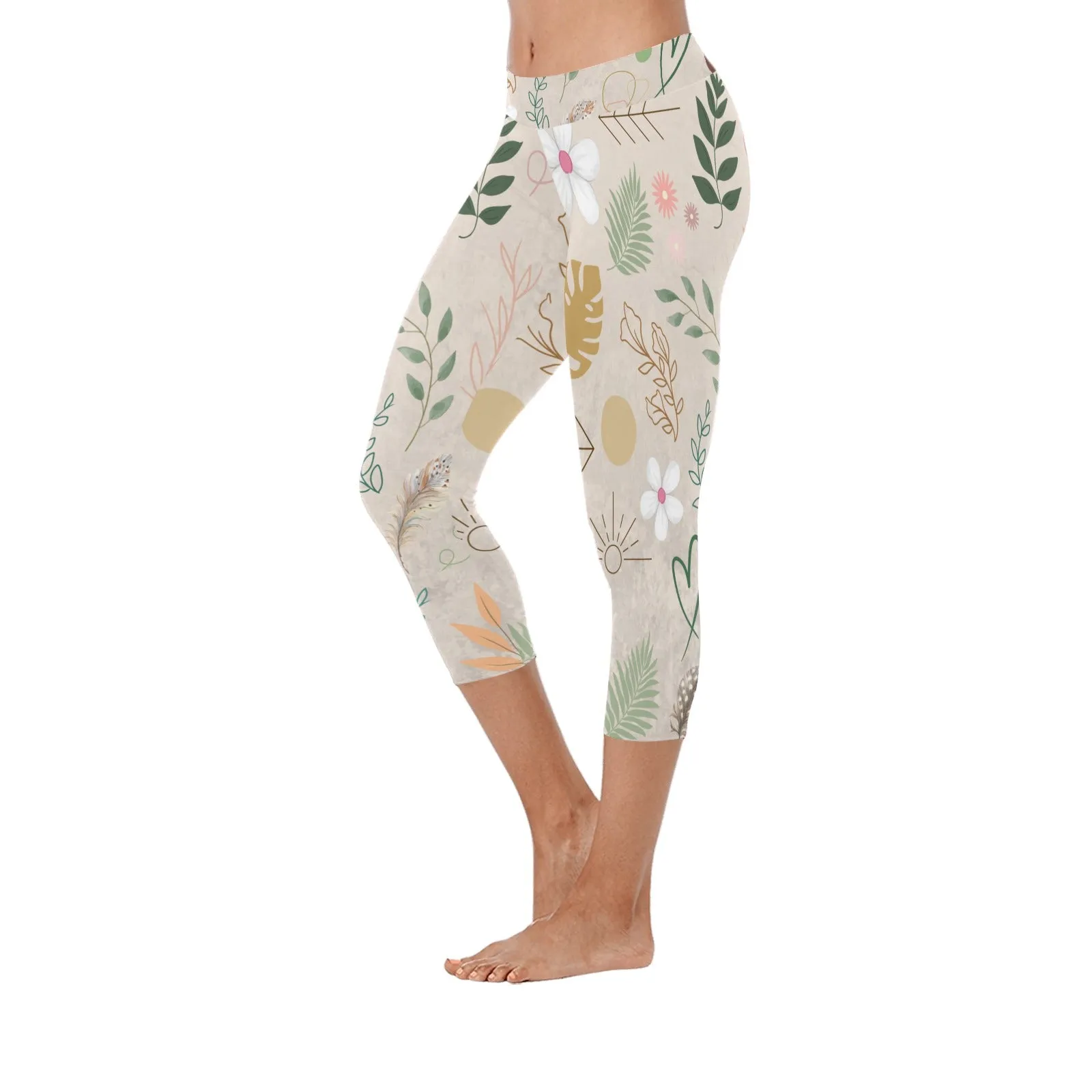 Boho Beige Capri Leggings up to 5 XL