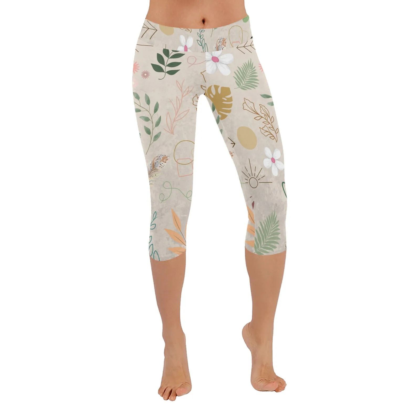 Boho Beige Capri Leggings up to 5 XL