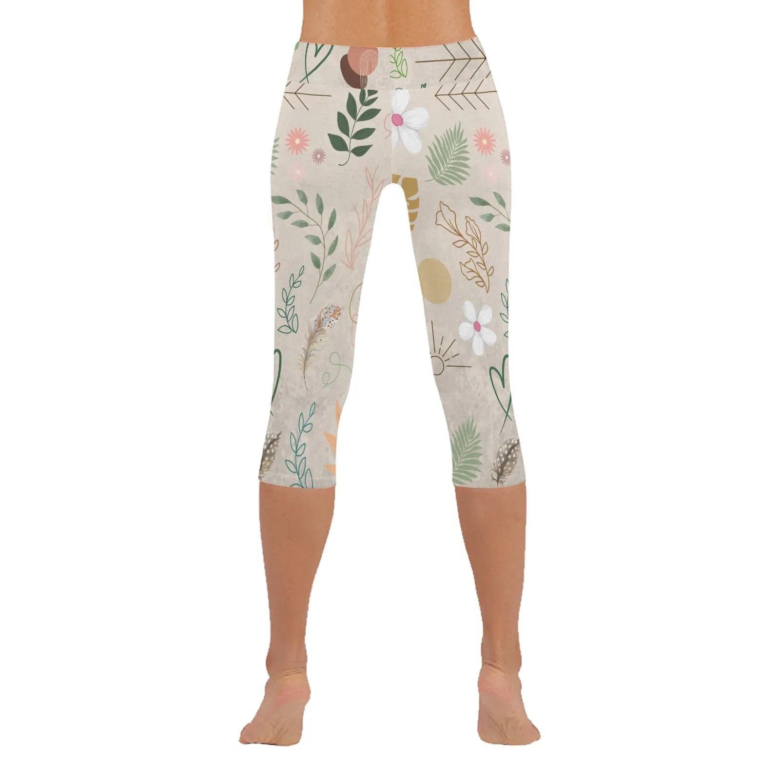 Boho Beige Capri Leggings up to 5 XL