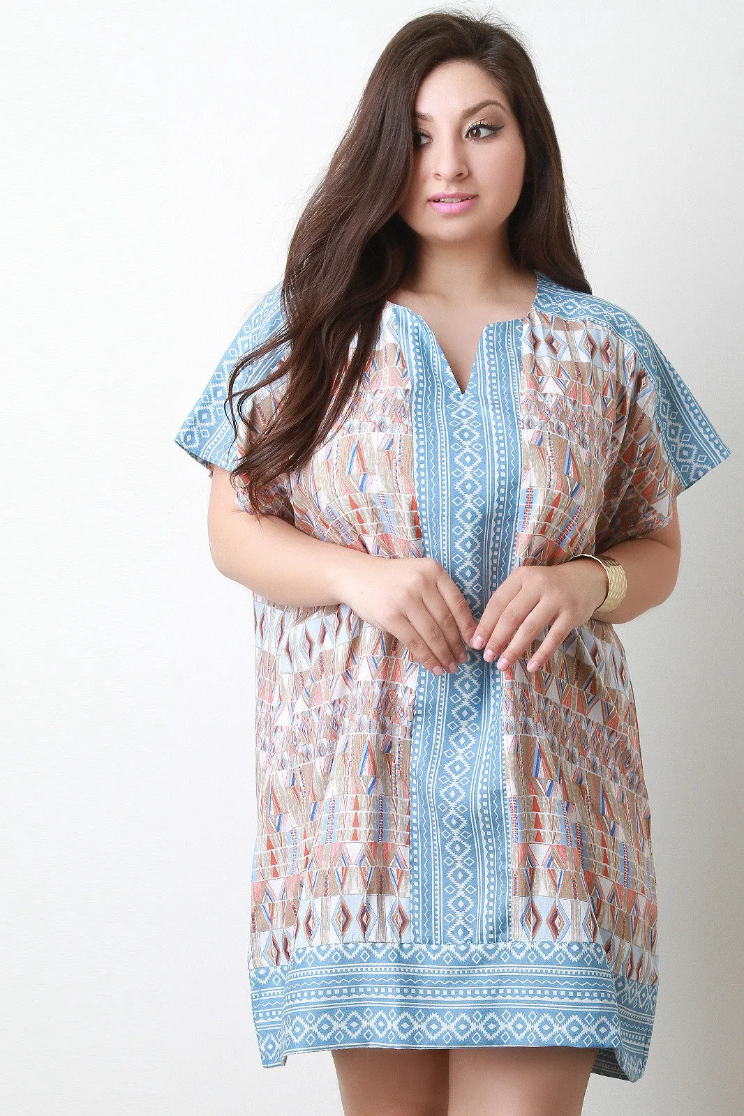 Boho Tribal Print Shift Dress