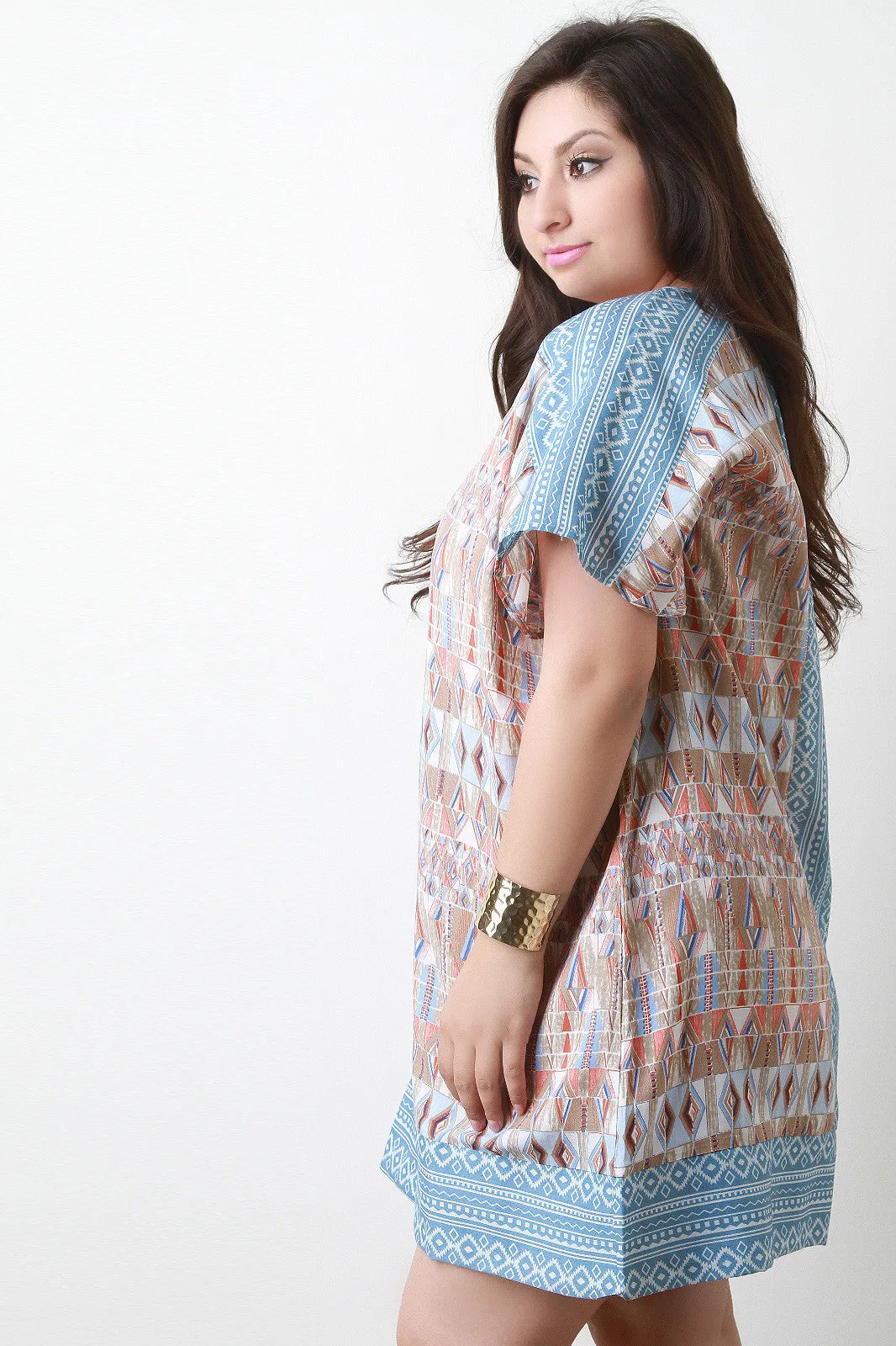 Boho Tribal Print Shift Dress