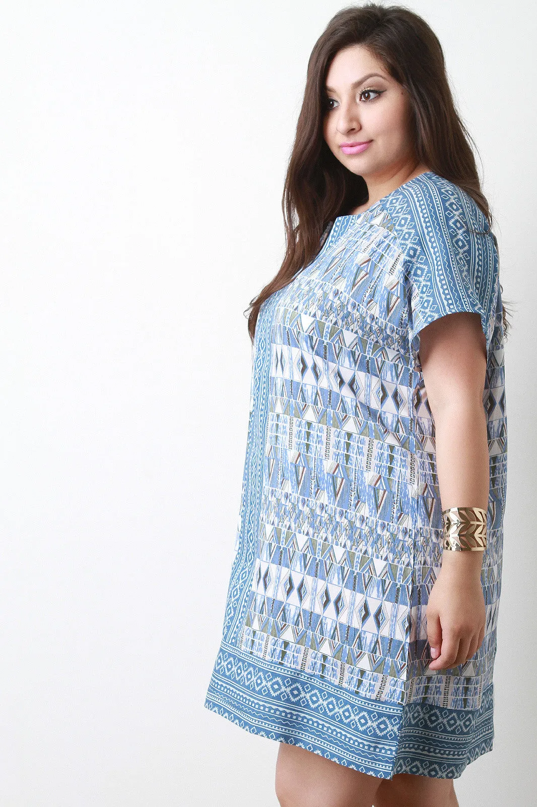 Boho Tribal Print Shift Dress