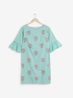 Bombay Paisley Mint Embroidered Shift Dress