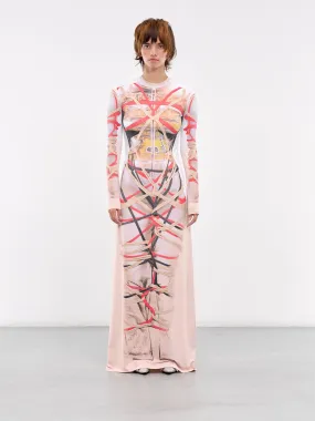 Bondage Print Dress (104DR006-J104-BEIGE-WHITE)