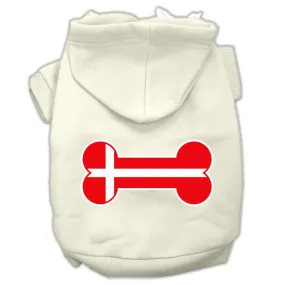 Bone Shaped Denmark Flag Screen Print Pet Hoodies Cream Size L (14)