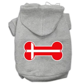 Bone Shaped Denmark Flag Screen Print Pet Hoodies Grey Xxxl(20)