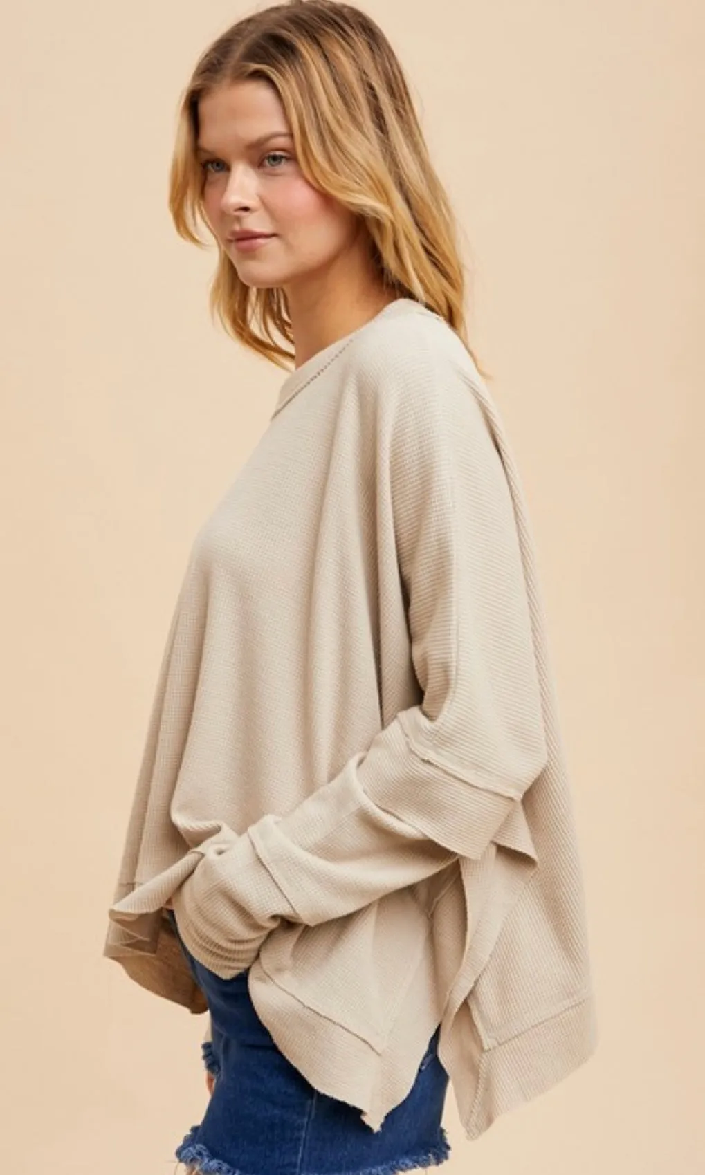 Bonnie Oatmeal Crew Neck Top