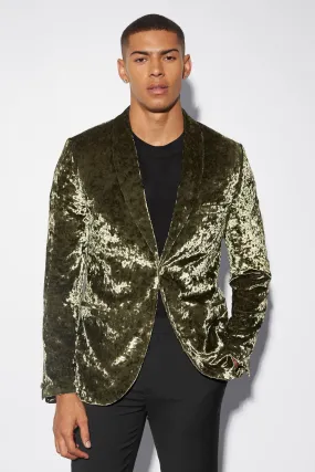 Boohoo Slim Velvet Jacket, Khaki