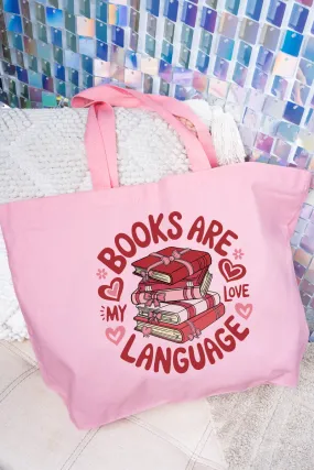 Books Are My Love Language Canvas Jumbo Tote