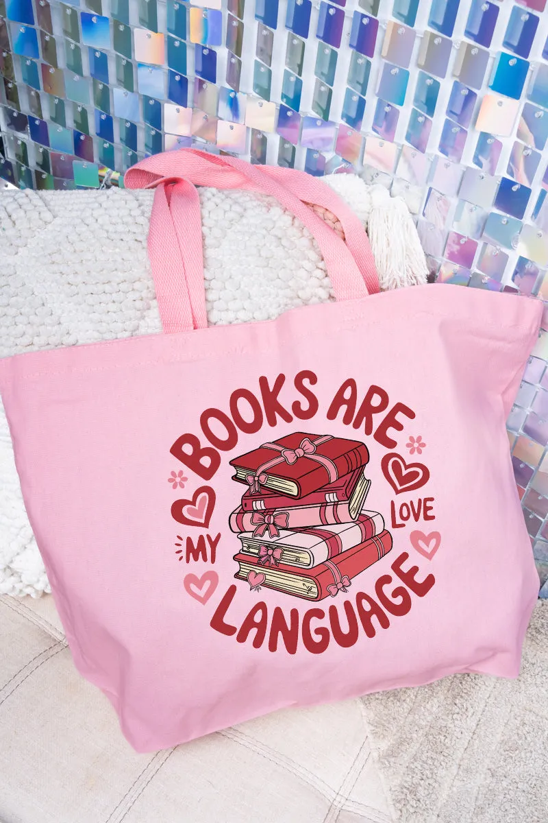 Books Are My Love Language Canvas Jumbo Tote