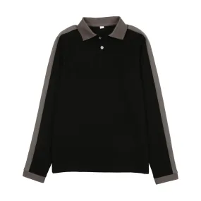 Bopop Black Polo With Grey Stripe On Sleeve