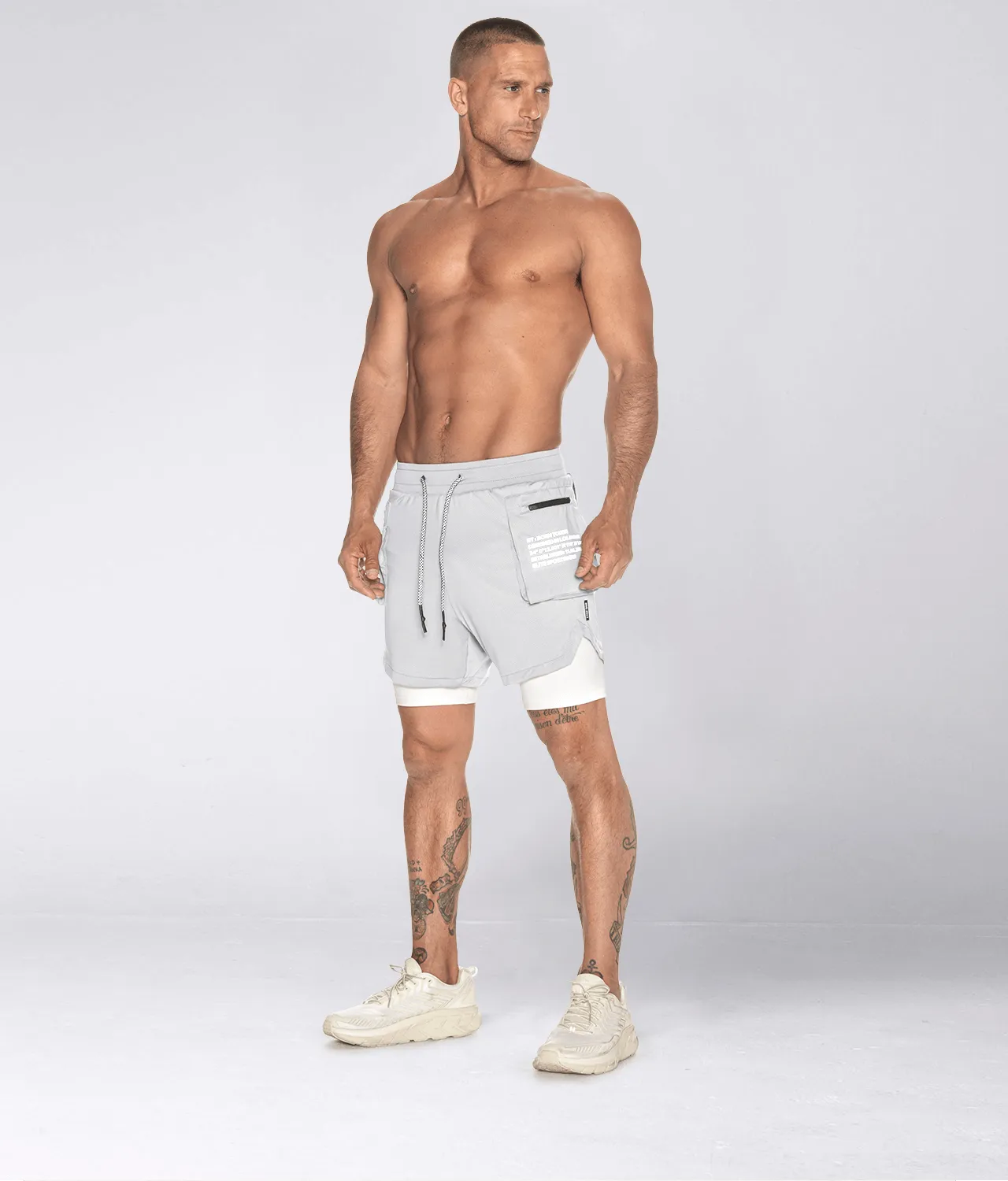 Born Tough Air Pro™ 2 in 1 Men 5" Cargo Crossfit Shorts with Liner Grey