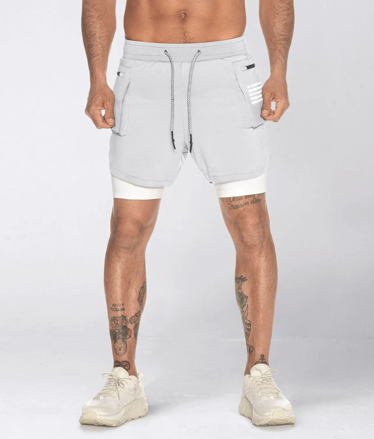 Born Tough Air Pro™ 2 in 1 Men 5" Cargo Crossfit Shorts with Liner Grey