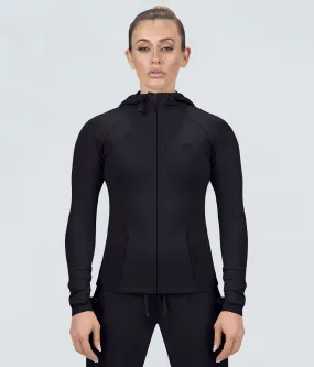 Born Tough Contoured Black Sleeve Loops Crossfit Tracksuit Hoodie for Women