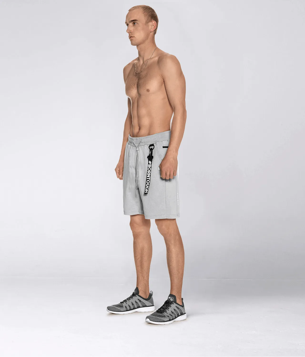 Born Tough Core Fit Zippered Gray Crossfit Shorts for Men