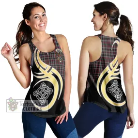 Borthwick Tartan Women's Racerback Tanks with Family Crest and Celtic Symbol Style