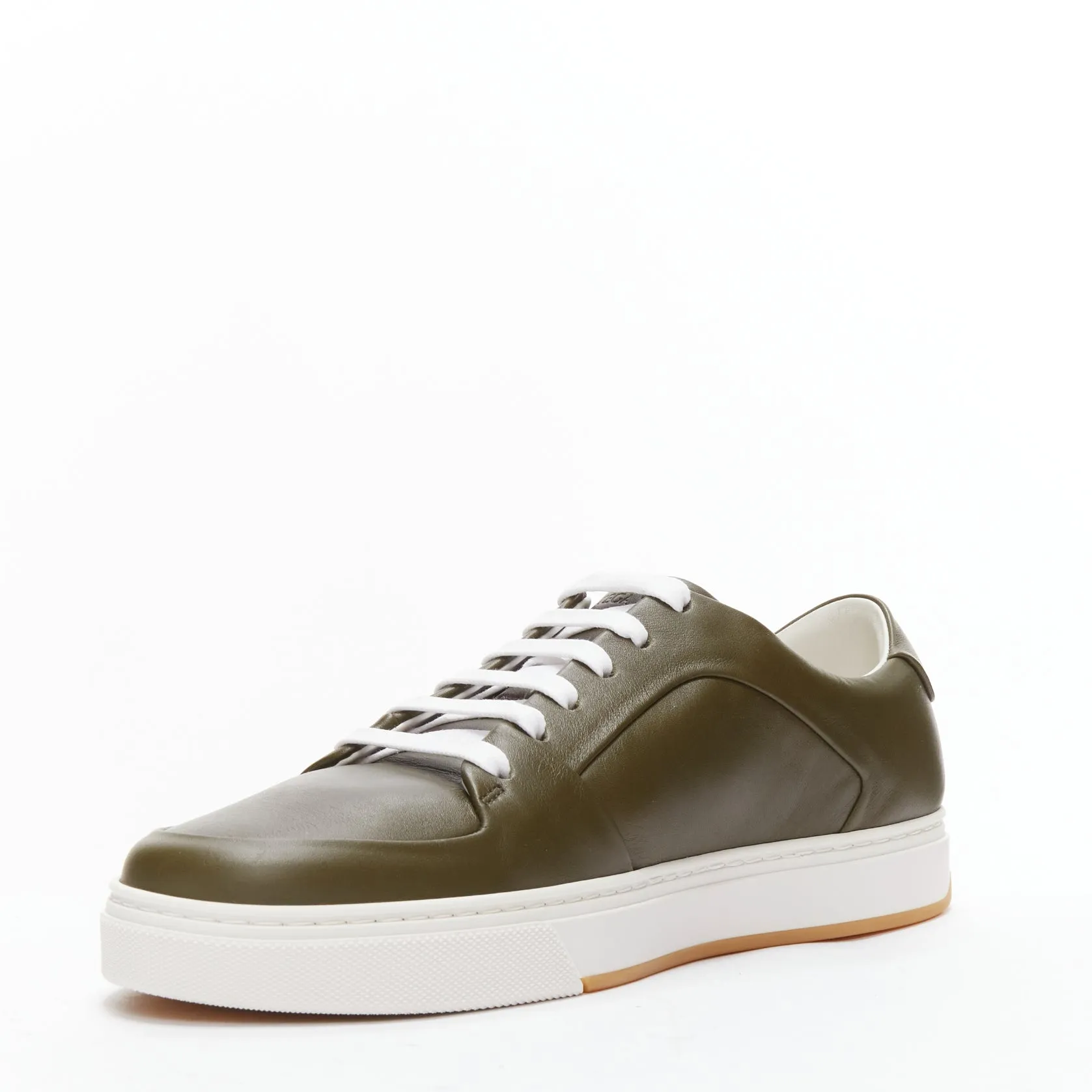 BOTTEGA VENETA Speedster khaki green calf leather low top sneakers EU39.5