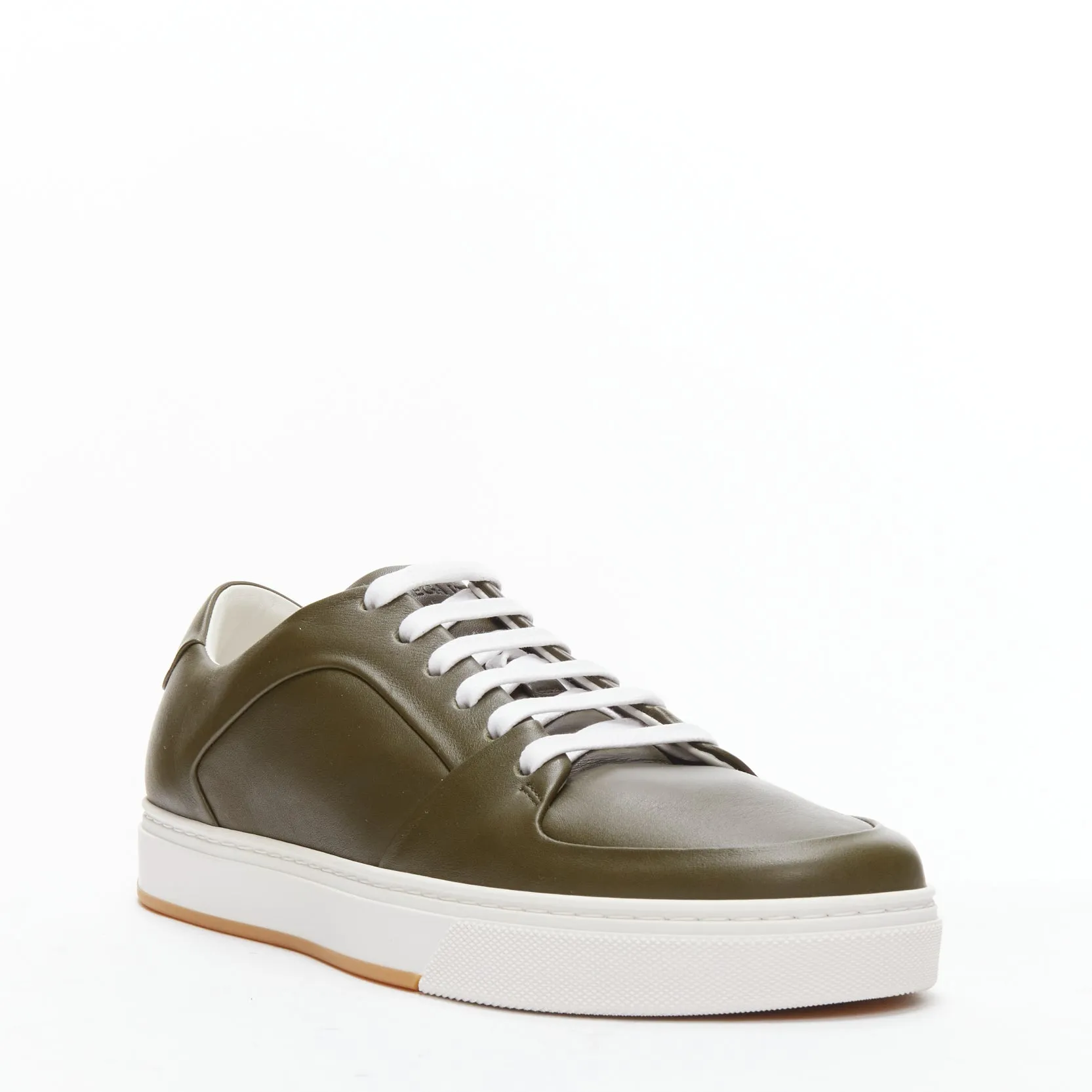 BOTTEGA VENETA Speedster khaki green calf leather low top sneakers EU39.5