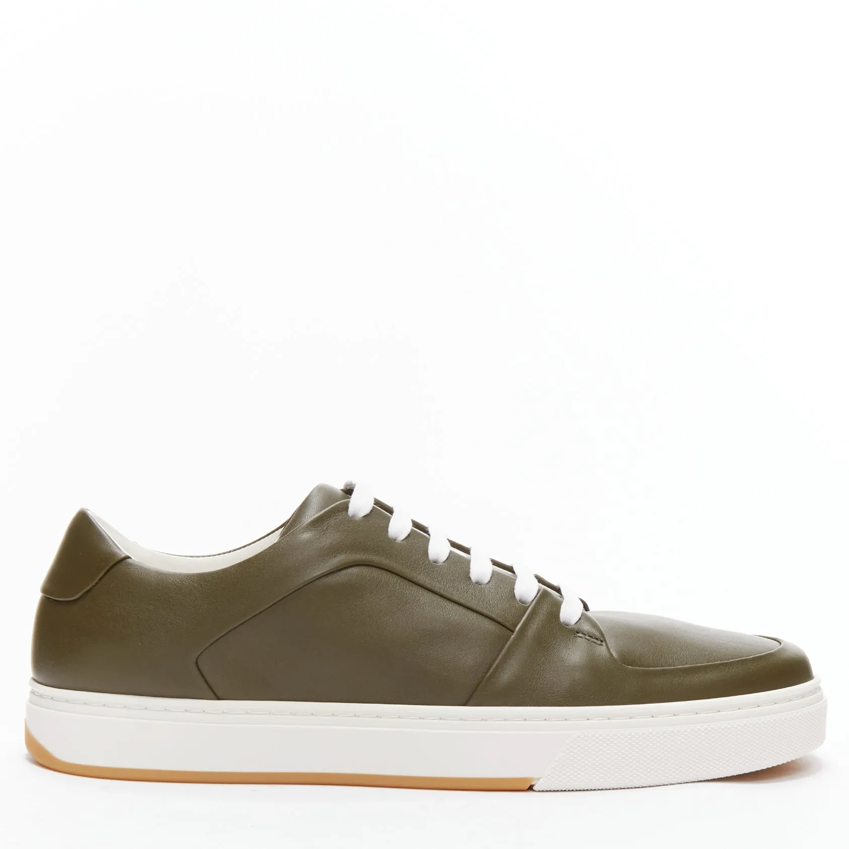 BOTTEGA VENETA Speedster khaki green calf leather low top sneakers EU39.5