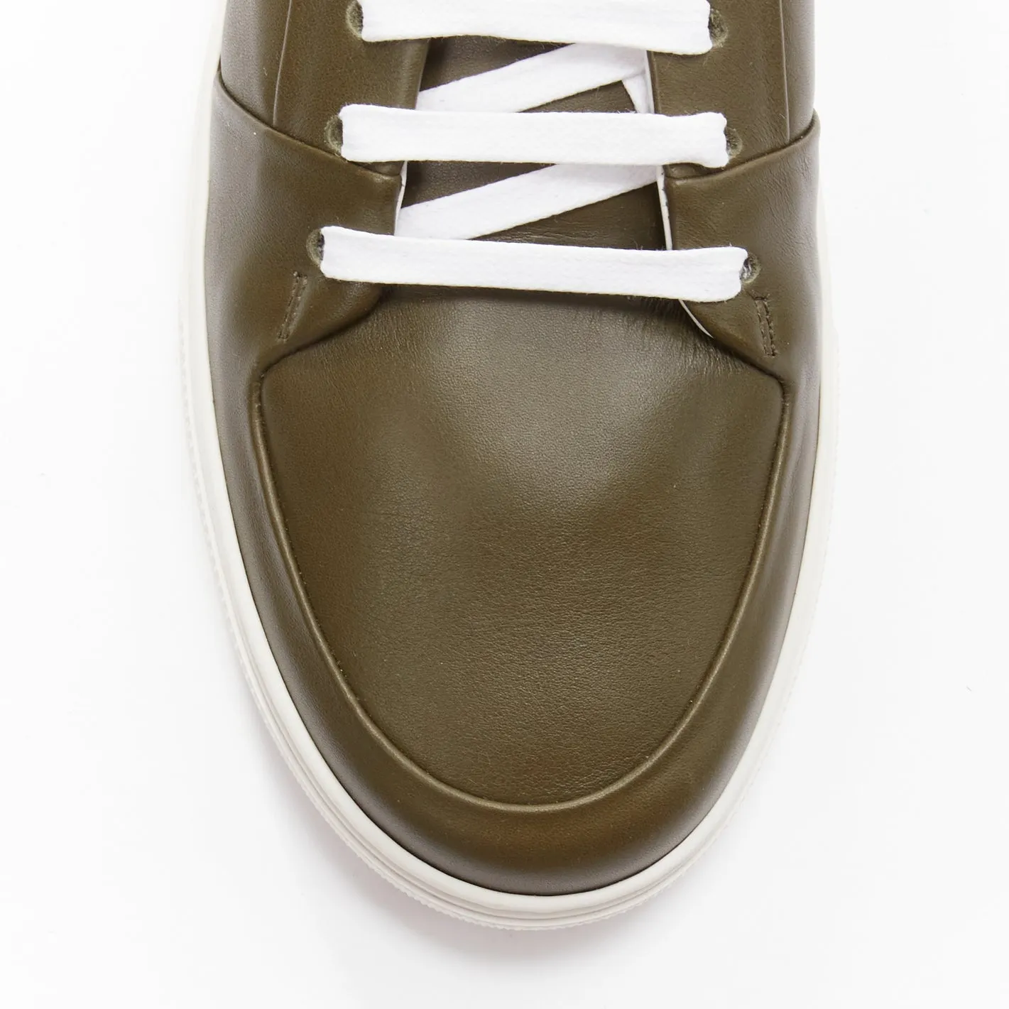 BOTTEGA VENETA Speedster khaki green calf leather low top sneakers EU39.5