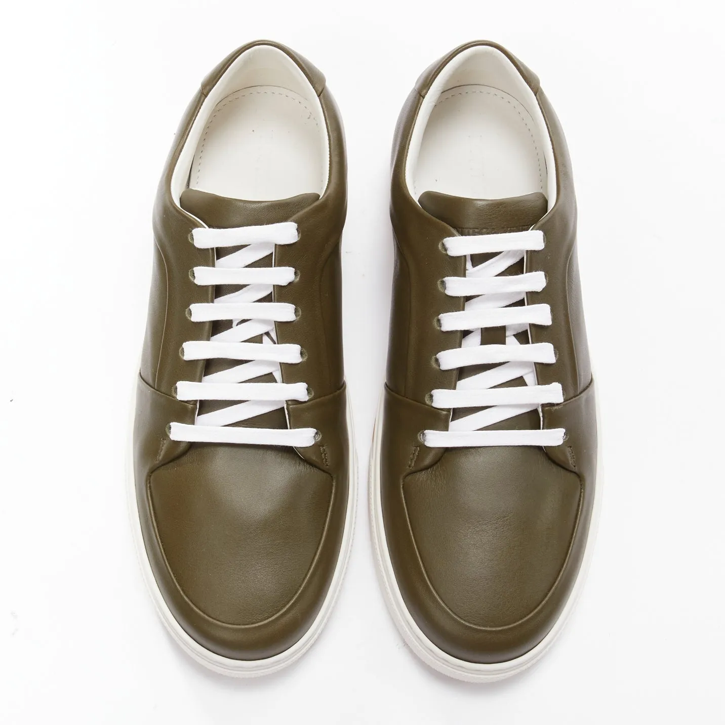 BOTTEGA VENETA Speedster khaki green calf leather low top sneakers EU39.5