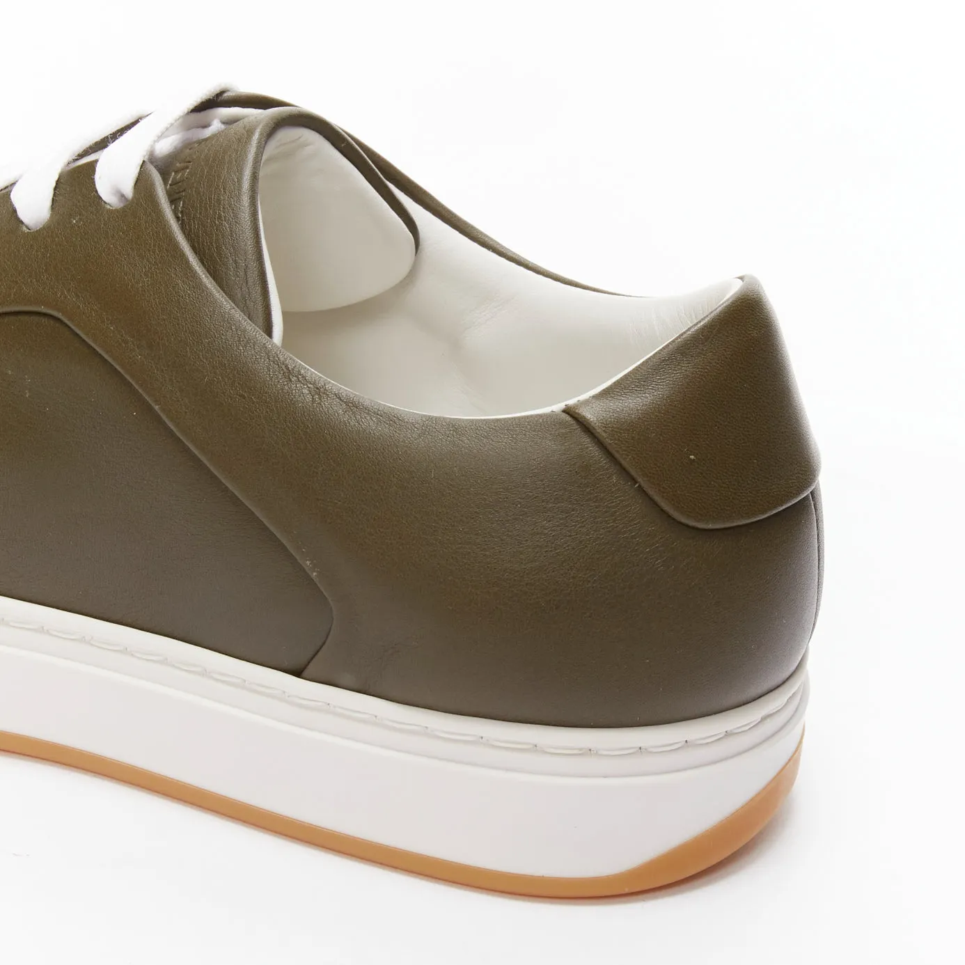 BOTTEGA VENETA Speedster khaki green calf leather low top sneakers EU39.5