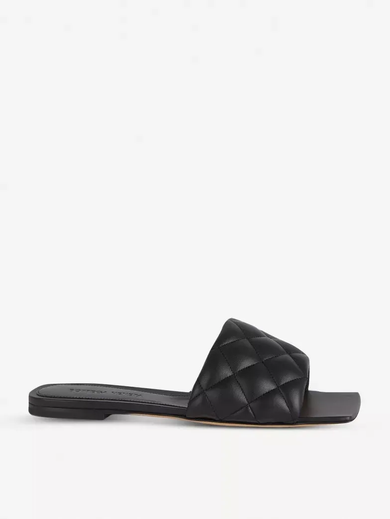 BOTTEGA VENETA SQUARE TOE QUILTED NAPPA LEATHER MULES