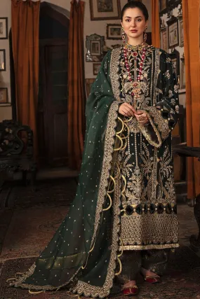 Bottle Green Pakistani Dress with Golden Details #PF301