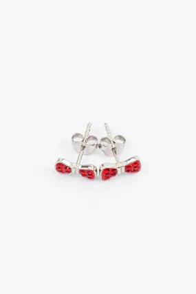 Bow Crystal Silver Stud Earrings