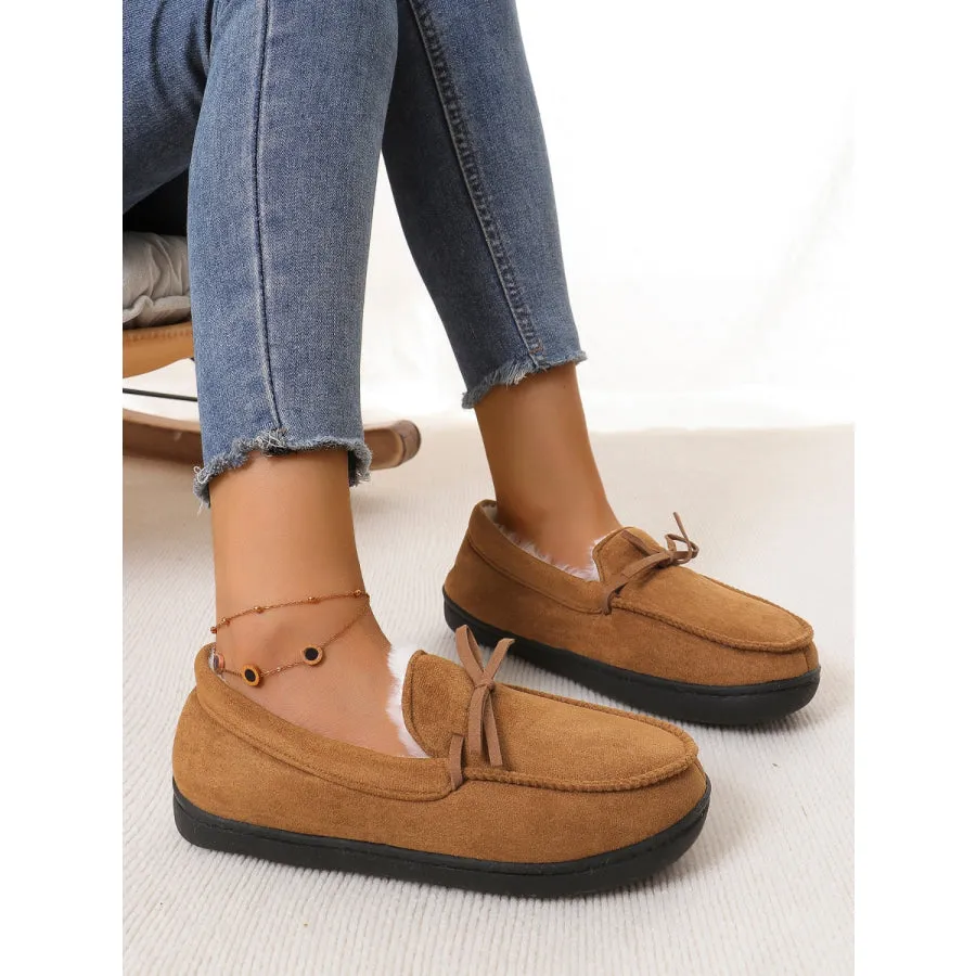 Bow Round Toe Flat Slip-Ons