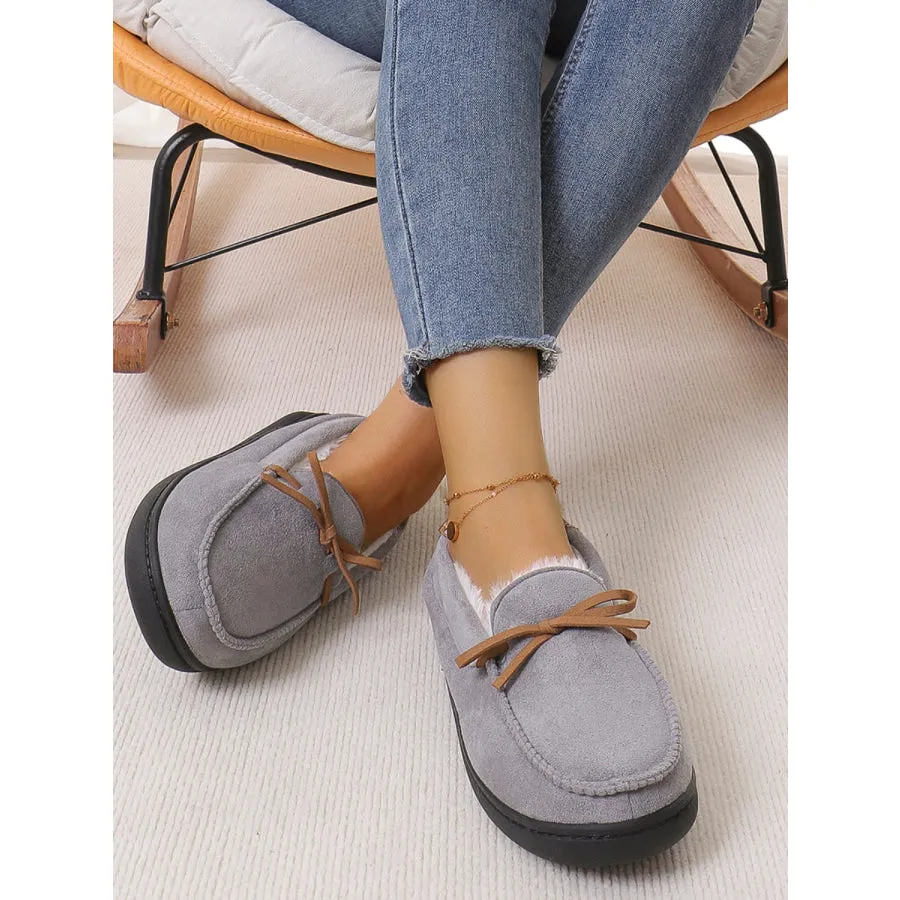 Bow Round Toe Flat Slip-Ons
