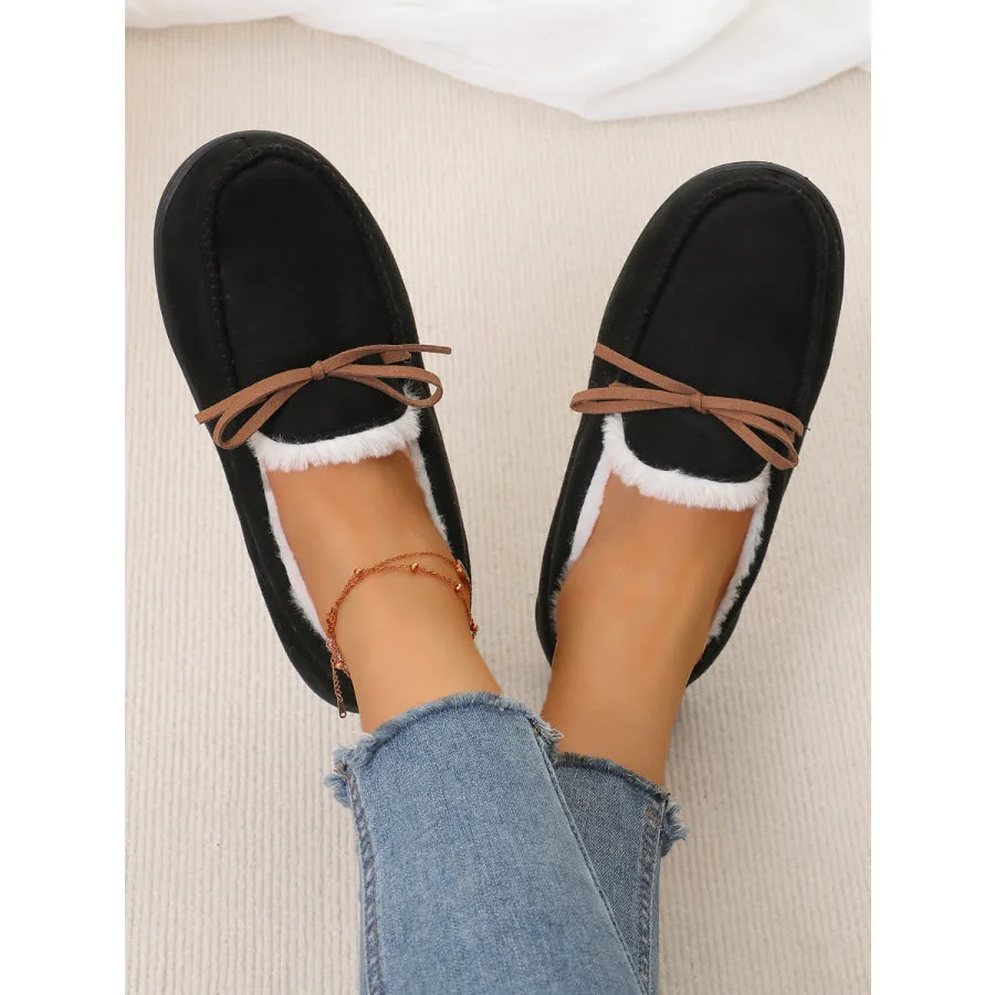 Bow Round Toe Flat Slip-Ons