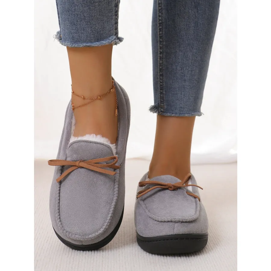 Bow Round Toe Flat Slip-Ons