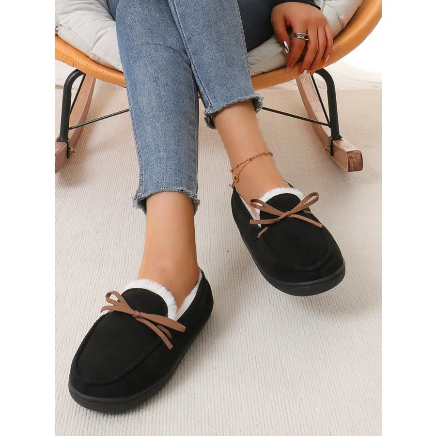 Bow Round Toe Flat Slip-Ons