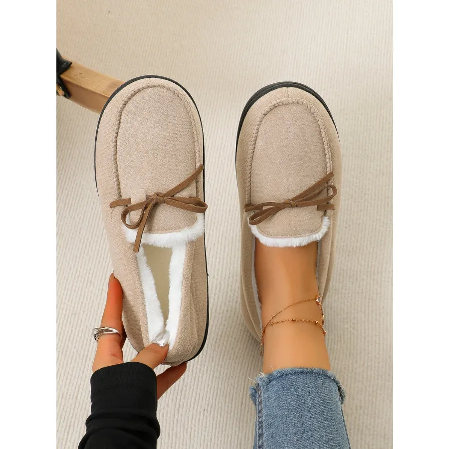 Bow Round Toe Flat Slip-Ons