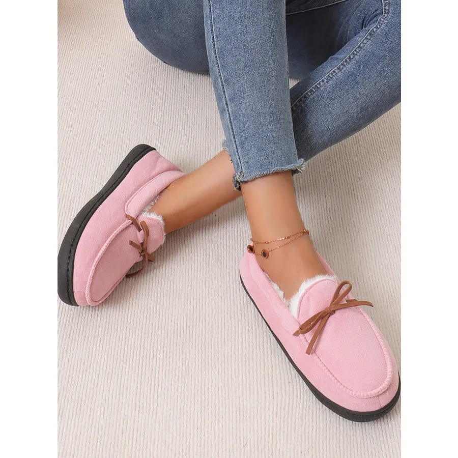 Bow Round Toe Flat Slip-Ons