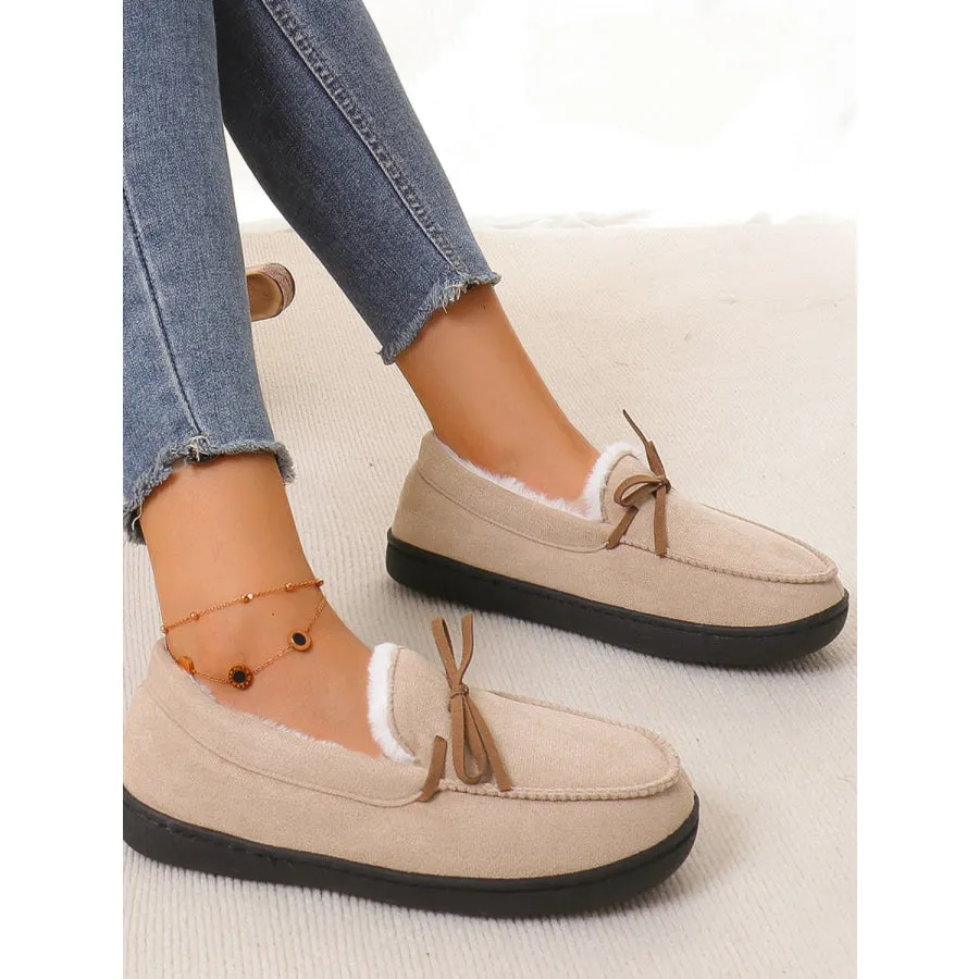 Bow Round Toe Flat Slip-Ons