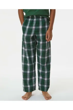 Boxercraft Youth Flannel Pants w/ Pockets - Green/White