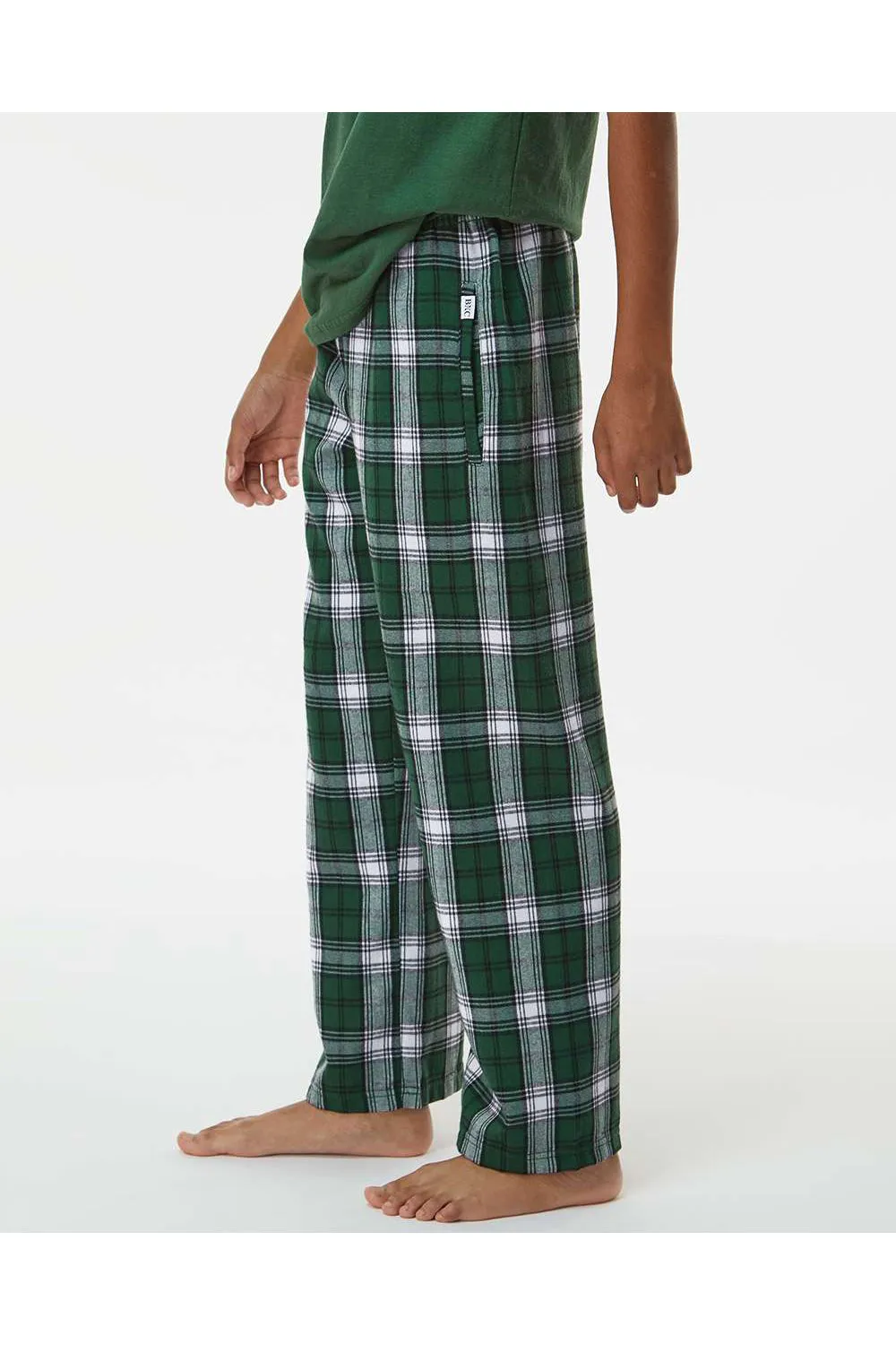 Boxercraft Youth Flannel Pants w/ Pockets - Green/White